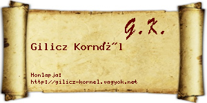 Gilicz Kornél névjegykártya